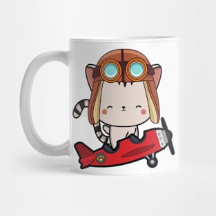 Cute Tabby Cat is in a vintage plane Mug